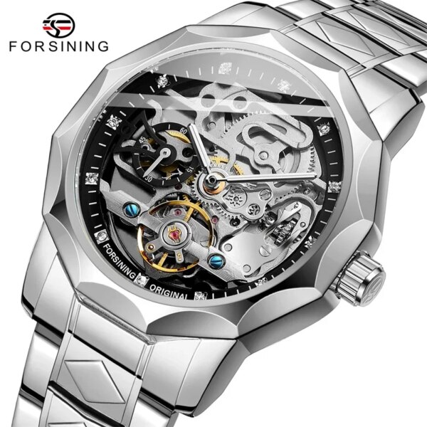 FORSINING New Automatic Mechanical Original Men Wristwatch Military Sport Male Clock Top Brand Luxury Skeleton Hollow Watch 8240