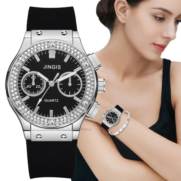 Fashion 2023 Rubber Women Watches Luxurious Brand Casual Diamond Female Quartz Wristwatches Simple Sport Clock Relogio Feminino