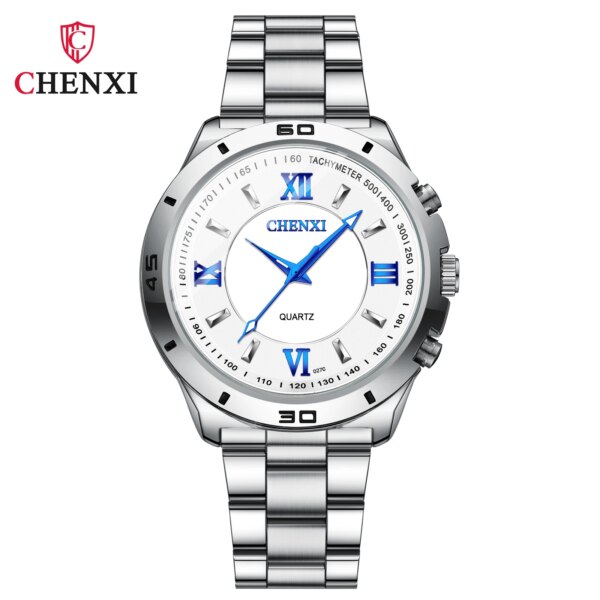 Fashion Chenxi Top Brand Men Women Full Stainless Steel Silver Quartz High Cost-effectiveness Simple Business Couple Wrist Watch