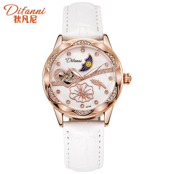 Fashion Ladies Automatic Mechanical Watches Diamond Top Brand Luxury Pink Simple Women Skeleton Watch Female Clock Reloj Mujer