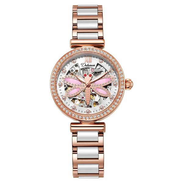 Fashion Luxury Rose Gold Watch For Women Casual Waterproof Automatic Mechanical Ladies Ceramic Watch Relogio Feminino New