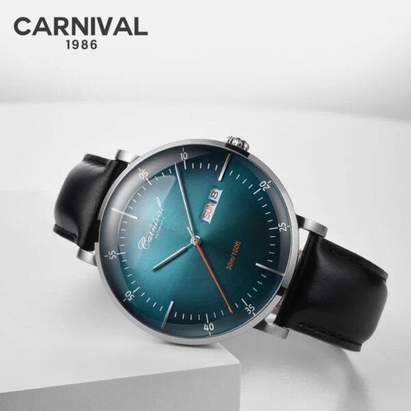 Fashion MIYOTA Automatic Watch Luxury Brand CARNIVAL Men Watch Waterproof Date Week Leather band Sapphire Mechanical Watches Men