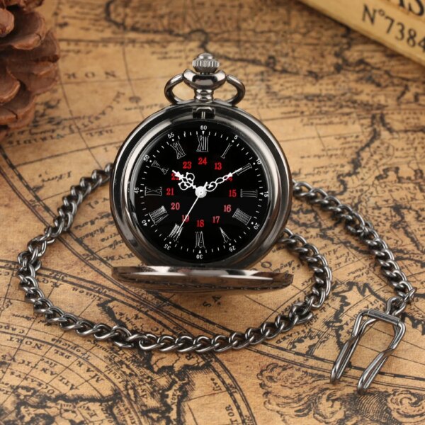 Fashion Smooth Black/Silver/Gold Double Hunter Quartz Pocket Watch Men Women Arabic Numerals Dial Vintage Pendant Necklace Clock