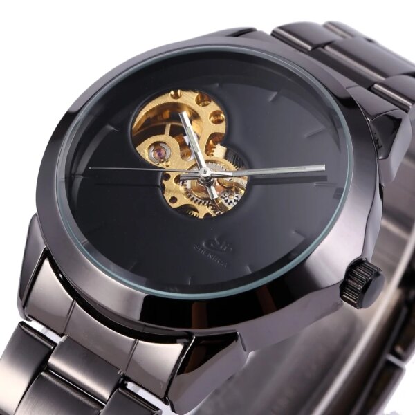 Female Clock Hollow Skeleton Mechanical Designer Luxury Stainless Steel Bracelet Wrist Women Watch Automatic Ladies Wristwatches