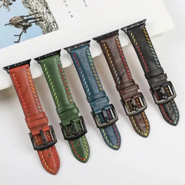 For Apple Watch Band High Quality Leather Strap Men Women Bracelet for Series 9 7 8 SE Ultra 2 49mm 44mm 40mm 45mm 41mm 38 42mm