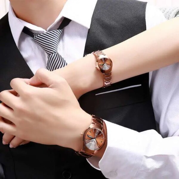 For Couple Watch Men And Women Quartz Wristwatch Steel Waterproof Luminous Pointer Date Dual Calendar Fashion Business Watch