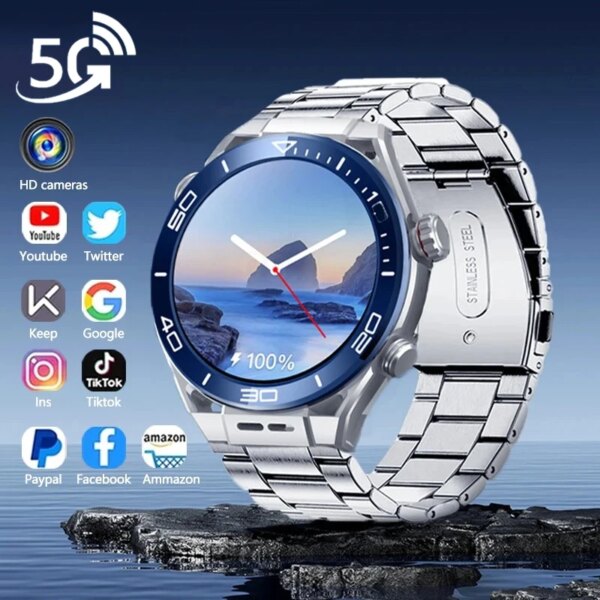 For Huawei Ultimate 5G/4G Smartwatch Men GPS HD Camera SIM Call 4+64G Heart Rate Health Monitoring Sports Fitness Smart Watch