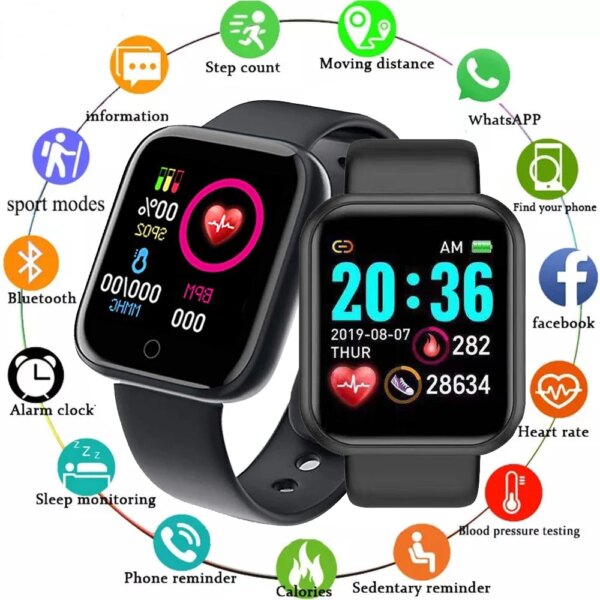 For Xiaomi Huawei D20 Pro Bluetooth Smart Watch Men Women  Heart Rate Monitor Sport Smartwatch Y68 Blood Pressure Fitpro Tracker