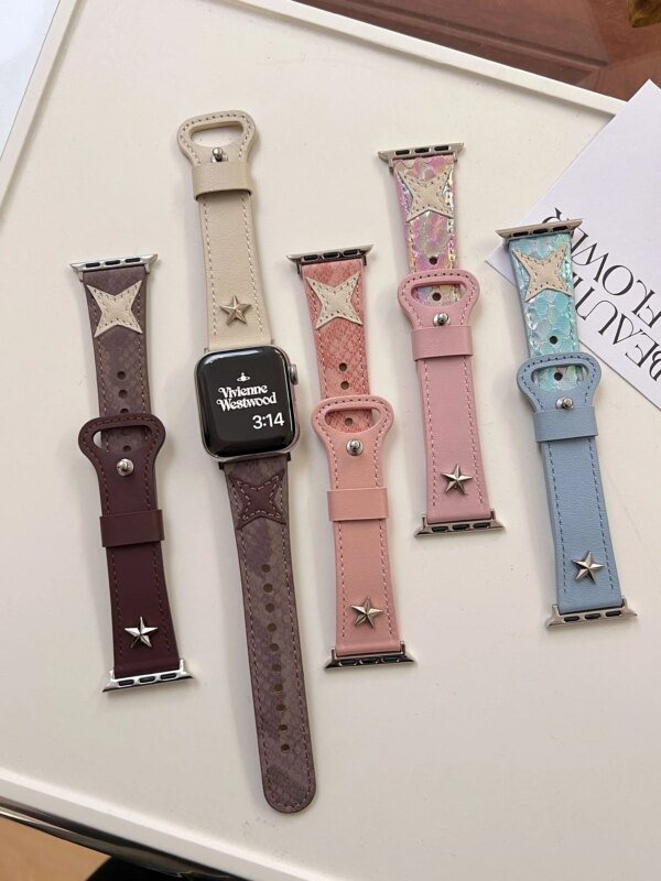 For apple watch band ultra2 49mm45mm44mm42mm41mm40mm38mm New Star Snake Pattern Genuine Leather Women's Watch Strap Series9SE