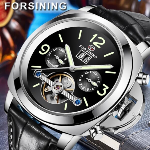 Forsining A005 Men's Automatic Mechanical Watches Tourbillon Hot Selling Male Luxury Luminous Hands Skeleton Clock Young  Gift