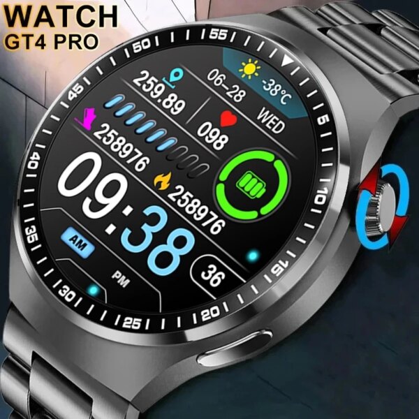 GT4 PRO Smart Watch Men Watch 4 Pro HD Color Screen Bluetooth Call Heart rate Blood Pressure Smartwatch 2024 New For Android IOS