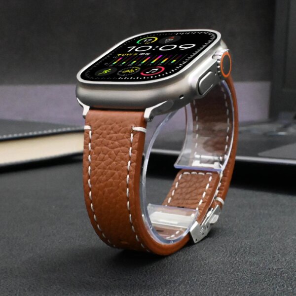 Genuine Leather Band for Apple Watch Ultra 2 49mm 45mm 44mm 42mm 41mm 38 40mm Correa Strap IWatch Series 9 8 7 6 5 4 Se Bracelet