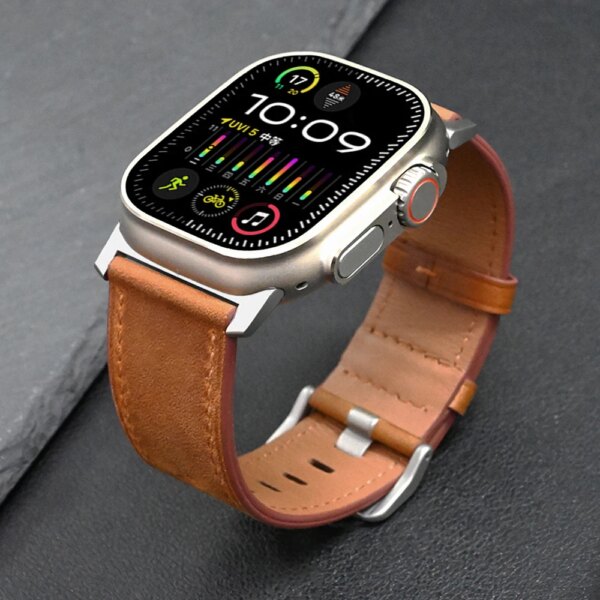 Genuine Leather Bracelet for Apple Watch 49mm 45mm 44mm 42mm 41mm 38 40mm Correa Strap IWatch Ultra 2 Series 9 8 7 6 5 4 Se Band