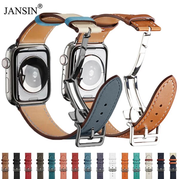 Genuine Leather Strap For Apple Watch Band 49mm 44mm 41mm 45mm Correa 42mm 38mm Wrist Bracelet iWatch Ultra 2 Series 9 8 7 6 5 4