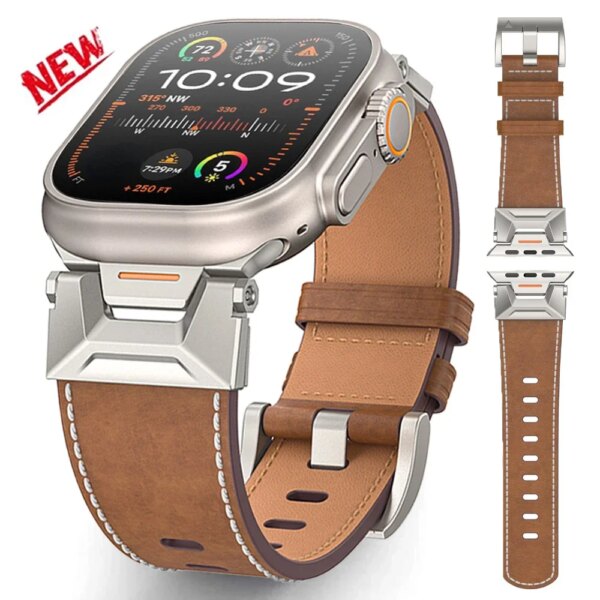 Genuine Leather Strap For Apple Watch Ultra 2 49mm 45mm 44mm 42mm Bracelet For iWatch Series 9 8 7 6 5 4 se Luxury Strap Correa