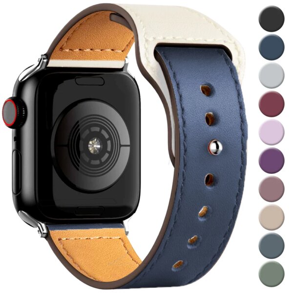 Genuine Leather strap For Apple watch band 45mm Ultra 2 49mm 41mm 44mm 40/38/42mm wrist bracelet iWatch series 9 8 7 3 4 5 6 se