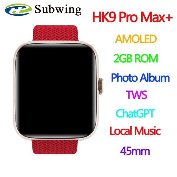 HK9 Pro Max+ AMOLED Smart Watch Photo Album Men Women ChatGPT NFC Smartwatch 2GB ROM Local Music Recording for Android IOS 2024