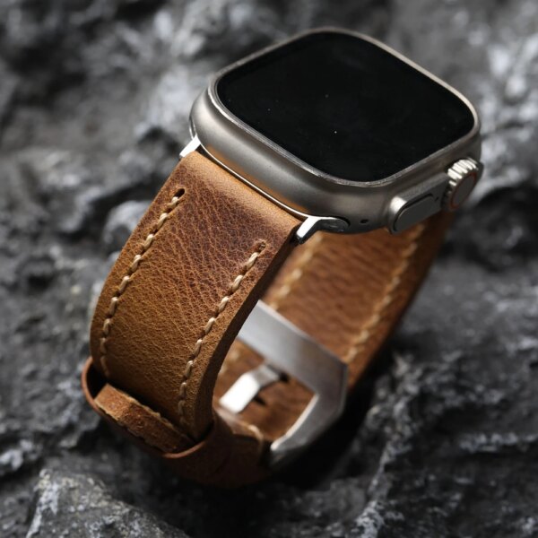 Handmade Head Layer Cowhide Leather Strap Suitable For iWatch Apple Watch Ultra2 49MM 45MM S8 S9 Folding Cowhide Leather Soft