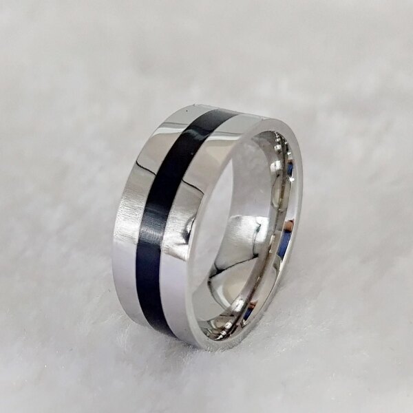 High Quality Waterproof Big 10mm Black Couple Wedding Rings For Men Male Boys Unique Fashion Silver 316l Stainless Steel Ring