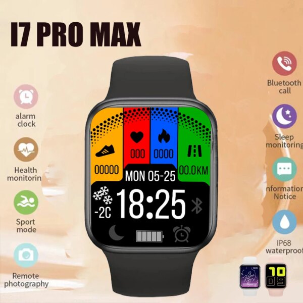 I7 Pro Max Smart Watch 7 Men And Women Bluetooth Call 1.44 Inch Screen Calculator Reminder Sport Heart Rate Smart Watch Fashion