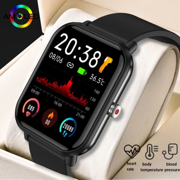 IP68 Waterproof Smart Watch Body Temperature Monitor Music Control Sports Waterproof Smart Watch For Men Women Smartwatch 2024