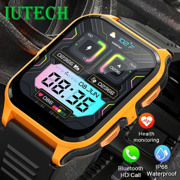 IUTECH Smart Watch Men 1.83 inch Bluetooth call Smartwatch Military IP68 Waterproof Sports Ftiness Smart Watch Smarthwhatch