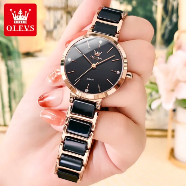 JSDUN Fashion Elegant Watch for Women Japanese Movement Ceramics Strap Luxury Ladies Bracelet Quartz Watches Gifts Reloj Mujer