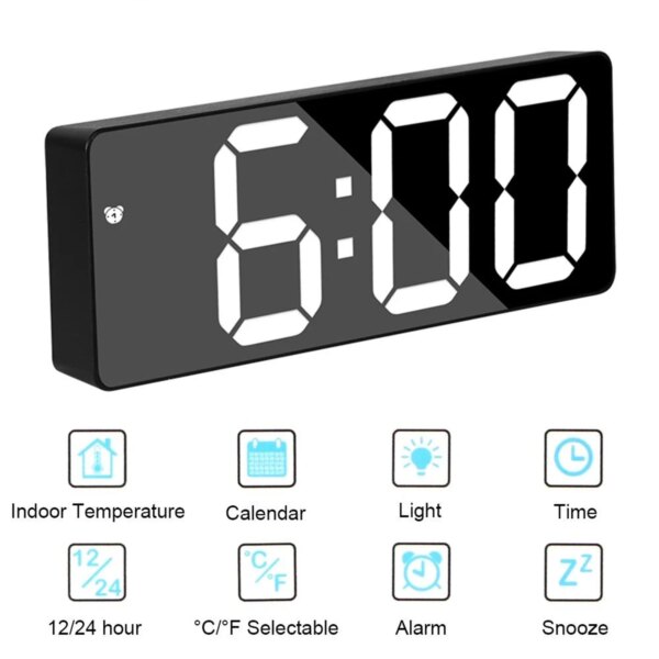 LED Clock Modern Simple Ins Student Electronic Plug-in Alarm Clock Mirror Large Screen Living Room Bedroom Dorm Clock