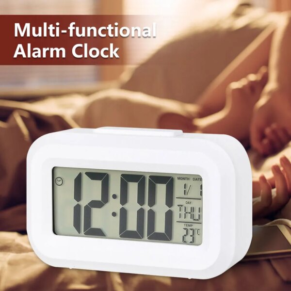 LED Digital Alarm Clock Electronic Digital Alarm Screen Desktop Clock For Home Office Backlight Snooze Date Calendar Desk Clock