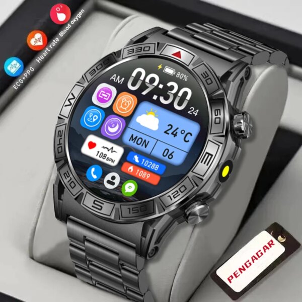 LED Flashlight GPS Military Smart Watch Men For Android IOS Watches Ip68 Waterproof 2.0'AI Voice Bluetooth Call Smart Watch 2024