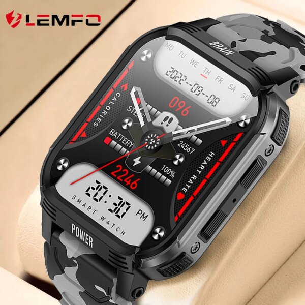 LEMFO Sport Smart Watch GPS Tracker Men Smartwatch Outdoor Waterproof 2.1 Inch HD Screen For Men 2024 New Fitness Bracelet