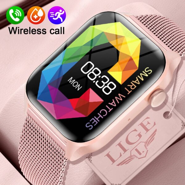 LIGE 1.83 inch Smart Watch Men Women Bluetooth Call Blood Pressure Heart Rate Sleep Monitoring Sport Smartwatch Fitness Bracelet