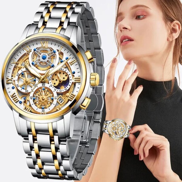 LIGE 2023 New Gold Women Watches Creative Steel Women's Bracelet Wrist Watches Ladies Fashion Waterproof Female Relogio Feminino