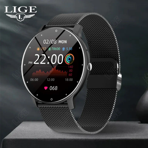 LIGE 2024 Smart Watch Men Full Touch Screen Sports Fitness Watches  Waterproof Bluetooth Call Smartwatch Ladies For Android IOS