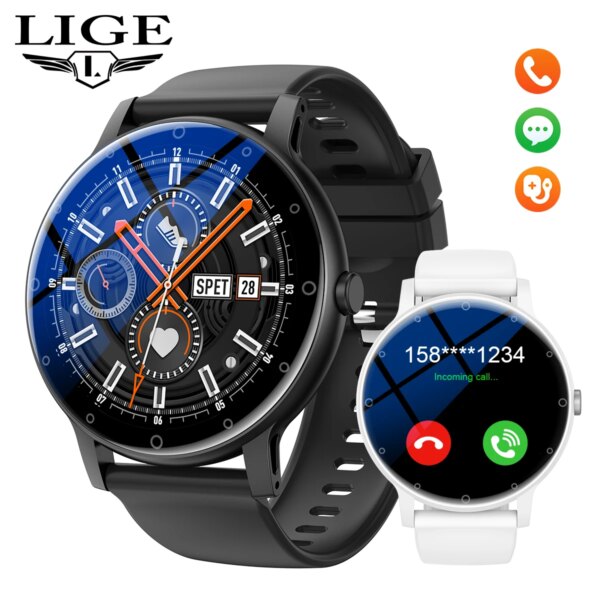 LIGE Bluetooth Call Smart Watch Men Outdoor Sports Fitness Watches Health Monitor Waterproof For Android IOS Smartwatch Women