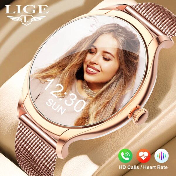 LIGE New Bluetooth Call Smart Watch Women 1.39inch 360*360 HD Display Screen Custom Watch Face Luxury Waterproof Lady Smartwatch