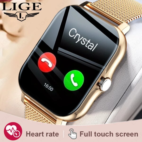 LIGE New Bluetooth Call Smart Watch Women Voice Assistant Sports Fitness Bracelet Waterproof Lday Smartwatch Men For Android Ios