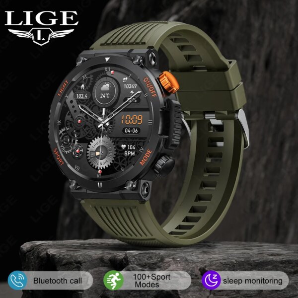 LIGE New Compass Watch For Men Smart Watch Sports Fitness Watches IP67 Waterproof Smartwatch Men Bluetooth Call Health Monitor