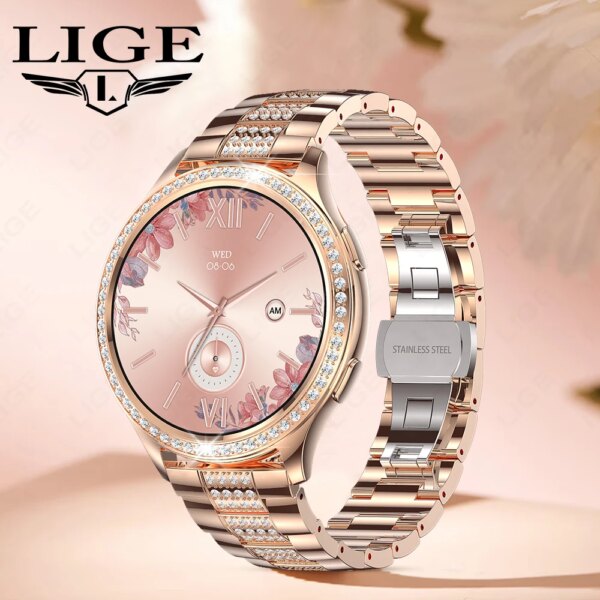 LIGE New Fashion Bluetooth Call Smart Watch Women Physiologic Function Sports Bracelet Waterproof Custom Dial Smartwatch Ladies