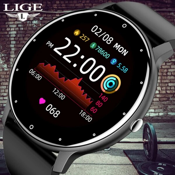 LIGE New Fashion Smart Watch Men Full Touch Sports Bracelet Waterproof Bluetooth Call Clock Men Smartwatch Women For Android Ios