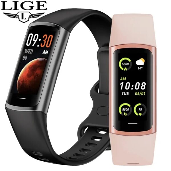 LIGE New Fashion Smartwatch Men Women Temperature Blood Oxygen Monitoring Bracelet Sports Waterproof Smart Watch For Man Laides