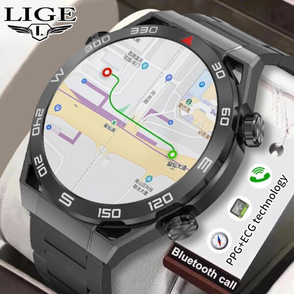 LIGE New GPS Tracker Smartwatch Men NFC Bluetooth Call Sport Bracelet Fitness Watches Full Touch Screen Ultimate Smart Watch Men