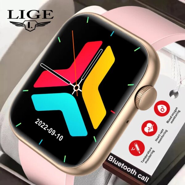 LIGE Women Smart Watch 1.85 Full Touch Bluetooth Call Smart Wristwatch Body Temperature Watch Sports Bracelet Men New Smartwatch