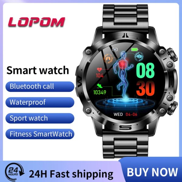 LOPOM ET482 ECG Smart Watch Men Health Monitoring IP68 Waterproof Smartwatch Women Fitness Tracker Voice Assistant Bracelet 2024