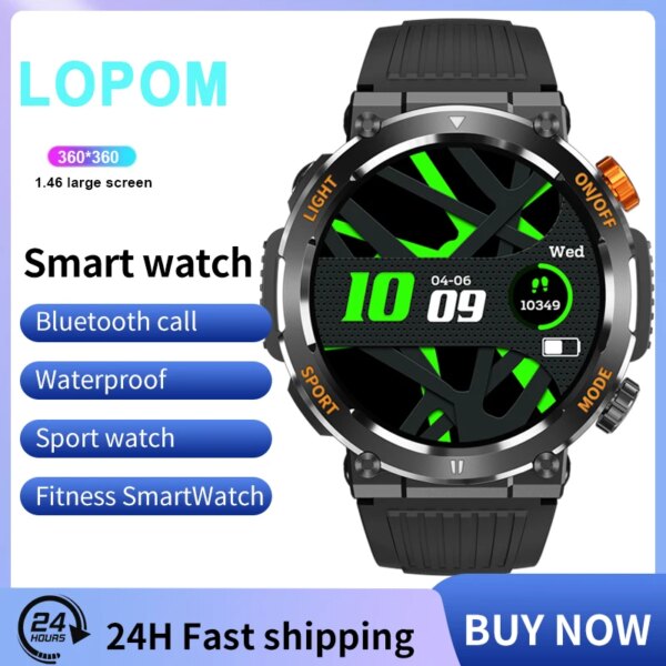 LOPOM Smart Watch for Men Military HT17 Outdoor Sport Fitness Smartwatch Women Health Monitor Waterproof Bluetooth Bracelet 2024