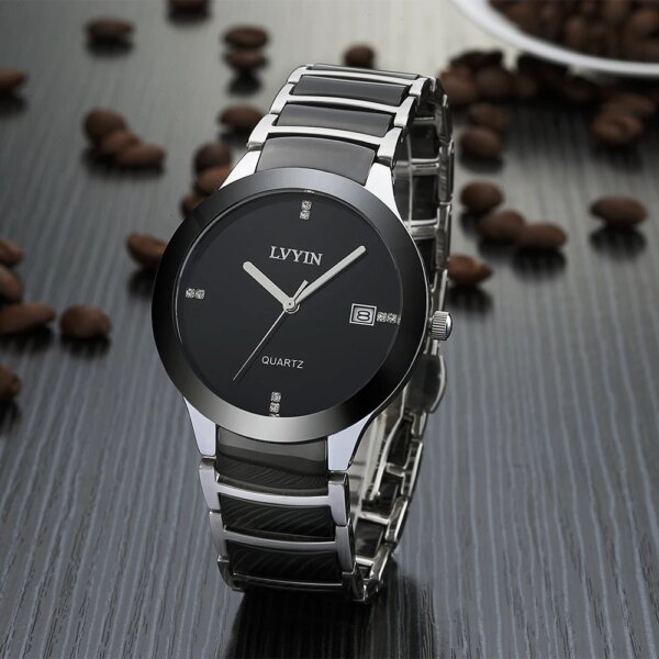 LVYIN Brand Good Quality Lovers Ceramic Watch Couple Quartz Square Women steel quality fashion casual sports watches black