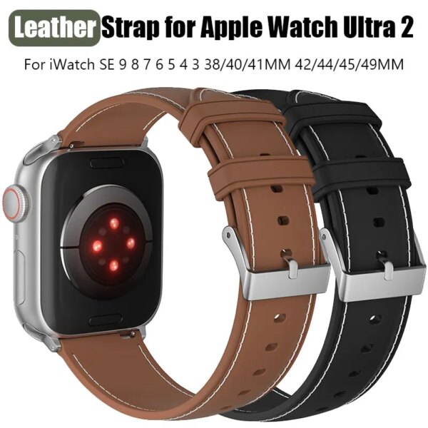 Leather For Apple Watch Band Ultra 2 49mm 41mm 45mm Sport Bracelet For iWatch Series 9 8 7 6 5 4 3 SE Strap 44mm 40mm 42mm Strap