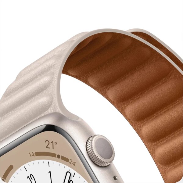 Leather Link Band For Apple Watch Strap 45mm 41mm 44mm 40mm 49mm 38 42mm Magnetic bracelet iWatch Series 9 8 3 SE Ultra 4 5 6 7