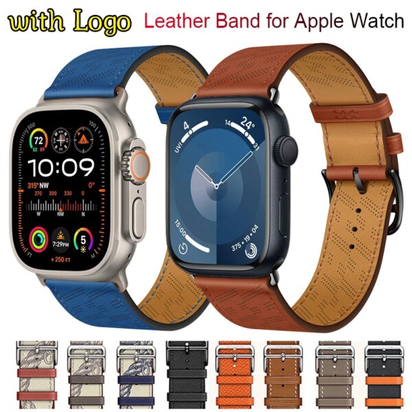 Leather Strap For Apple Watch Band 9 Ultra 2 49mm 44mm 40mm 41mm 38mm 42 Bracelet Correa iWatch Ultra Serie 3 4 6 SE 7 8 45mm