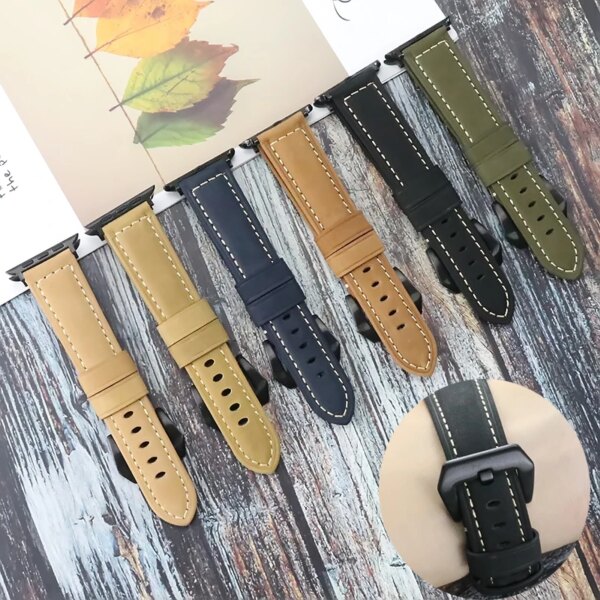 Leather Strap For Apple Watch Band Series 9 8 7 6 5 SE Ultra 2 49mm Bracelet For apple Watch band 44MM 40MM 42MM 38MM 41MM 45MM